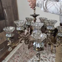 یک جفت لوستر ۵ شاخه آلیاژ طرح برنج|لوستر و چراغ آویز|اصفهان, برازنده|دیوار