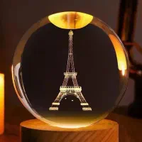 گوی  کریستالی سه بعدی چراغ دار پایه چوبی وارداتی|چراغ خواب و آباژور|مشهد, رضاییه|دیوار