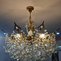 لوستر ۸ شاخه برنجی کریستالی