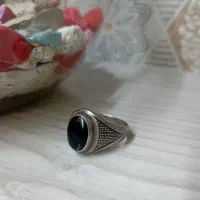 انگشتر عقیق نقره سیاه ترک عیار 925