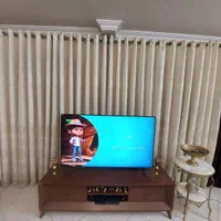 پرده پذیرایی حریر ترک با ساتن و کنار پرده ی مخمل|پرده، رانر، رومیزی|تهران, شهرک چیتگر|دیوار