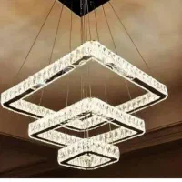 لوستر کریستالی مربع با بدنه استیل تایوانی