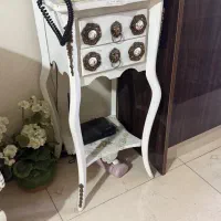 میز تلفن چوبی رنگ سفید