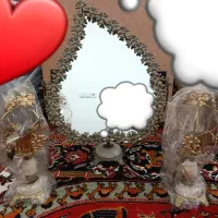 آینه و شمعدان برنز قدیمی