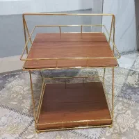کافی بار دو طبقه چوبی / دسته طلایی رنگ ثابت