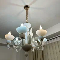 لوستر کریستالی مورانو سفید طرح ایتالیایی|لوستر و چراغ آویز|قزوین, |دیوار