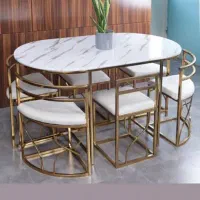 میز وصندلی غذاخوری فلزی ناهارخوری استیل ۶نفره بیضی|میز و صندلی غذاخوری|خمینی‌شهر, |دیوار