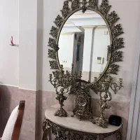 آینه و شمعدان  طرح برنز