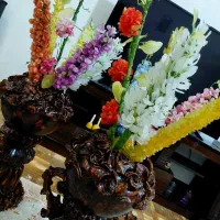 گل کریستال کار دست و ۲ تا گلدان