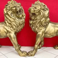 جفت مجسمه شیر تمام برنز برنزی