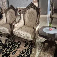 مبل سلطنتی ۹ نفره چوب گردو تمیز و سالم|مبلمان خانگی و میز عسلی|شاهینشهر, فدک|دیوار