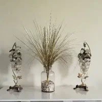 جفت انگور دکوری شیشه ای پایه فلزی