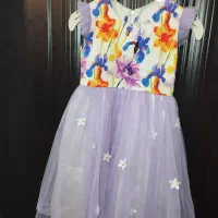 لباس بچگانه مجلسی توری همراه دو استر و عروسک