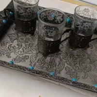 ۱۲ عدد لیوان و یک عدد سینی|ظروف سرو و پذیرایی|قم, شهدا|دیوار