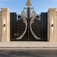 پرس درب باغ .ویلا لیزر ریخته گری گل ها چدن طرح سنگ
