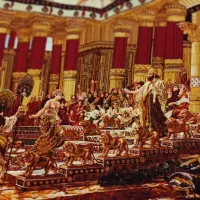 فرش عتیقه نخ ابریشمی|فرش|بهارستان, |دیوار