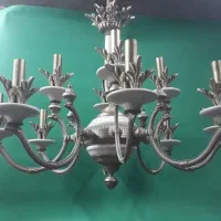 لوسترارکیده تمام برنجی وسنگی برنجی 8و12شاخه|لوستر و چراغ آویز|اصفهان, چرخاب|دیوار