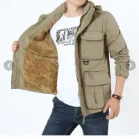 کاپشن مردانه جلیقه ای برزنت ضدآب با آستین جداشونده