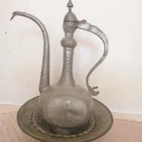 آفتابه ولگن تراش قاجاری دسته مرغی
