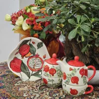 ست قوری فنجانطرح انار پاییزی|ظروف سرو و پذیرایی|فولادشهر, B2|دیوار