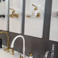 ست دوش حمام ، آفتابه و ..آرچر سفید طلایی درجه یک