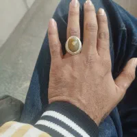 انگشتر نقره جزع باباغوری تک چشم قواره دار