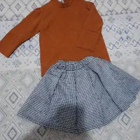 بلوز دامن عروسکی پشم پاییزه رنگ شکلاتی ترند