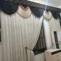 پرده کتیبه دار و یال دار مخمل بدون خرابی  و سالم