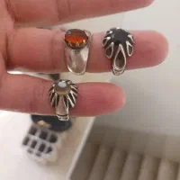 سه انگشتر نقره عقیق ضابتی ویاقوت معدنی و بابا قوری|جواهرات|یزد, |دیوار