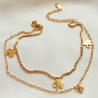 پابند استیل دو ردیفه شبدر مدل طلایی مدرن