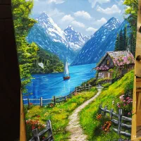 تابلو نقاشی رنگ روغن طبیعت|تابلو، نقاشی، عکس|قائم‌شهر, |دیوار