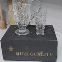 پارچ و لیوان کریستال خورشیدی خارجی نو و آکبند