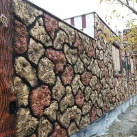 نما طرح سنگ و چوب الاچیق استخر باربیکیو محوطه سازی