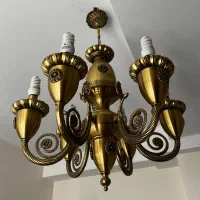 لوستر برنجی ۶ شعله سالم و تمیز