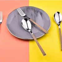 ست قاشق و چنگال  12 پارچه سی انداس طرح چوبی