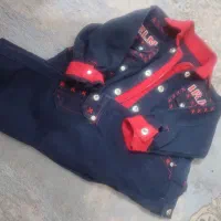 کت شلوار کتان پسرانه و شلوارلی پیشبندی عروسک دار