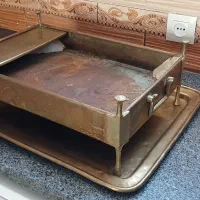 فروش منقل برنجی با سینی برنجی بزرگ عتیقه