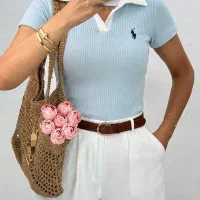 پولوشرت یقه سفید گلدوزی