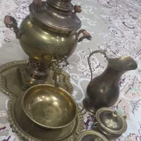 سماور برنجی زغالی قوری کاسه پارچ،وقندون.|سماور، چایساز، قهوهساز|مشهد, تربیت (صدف)|دیوار