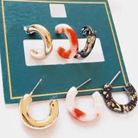 گوشواره نیم حلقه چند جفتی مدل چند رنگ زیبا