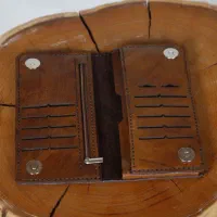 کیف موبایل و دسته چک چرمی طراحی و دوخت