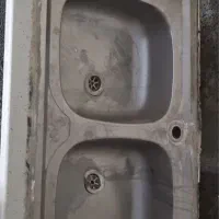 سینک دو لگن تمام استیل به همراه صفحه کابینت