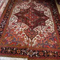 فرش جفت ۹ متری هریس پشم دستریس رنگ گیاهی کف کرم