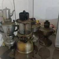 چراغ زنبوری گردسوز .سماور نفتی کوچک با قوری روسی