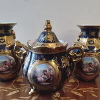 شکلات خوری طلا کوب همراه گلدان