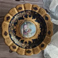 ظروف پذیرایی طلاکوب سرمه ای