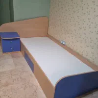 سرویس تخت و کمد و میز تحریر چوبی دو رنگ