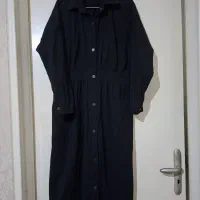 مانتو کتان بلند مشکی