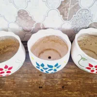سه عدد گلدان سرامیکی گل برجسته سایز بزرگ|صنایع دستی و سایر لوازم تزئینی|کنگاور, |دیوار
