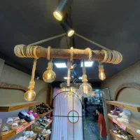 لوستر چوبی با لامپ ادیسونی